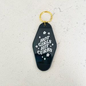 Hot Girls Hit Curbs Black White Motel Fob Keychain NWT